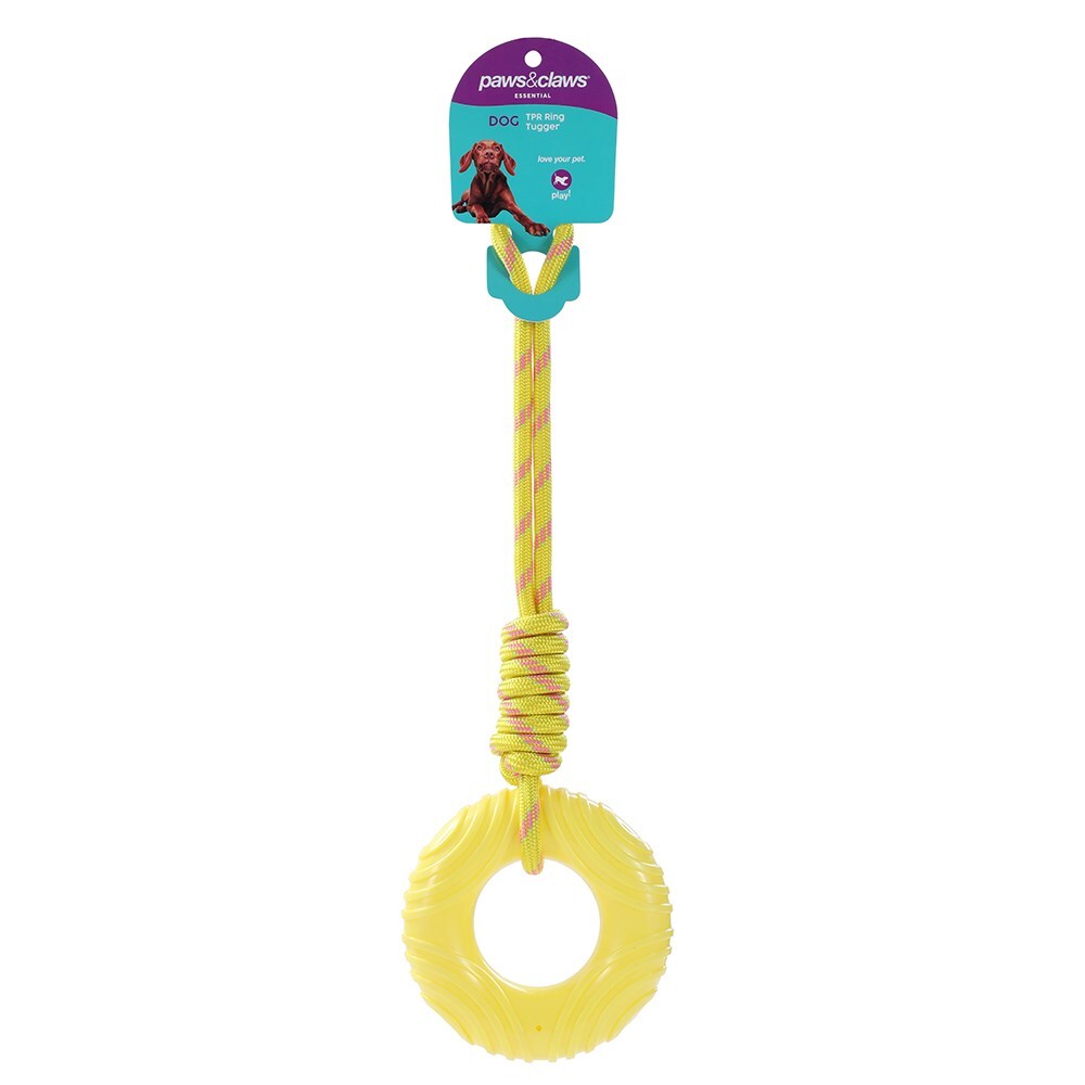 18221-paws-claws-45cm-rubber-donut-tugger-dog-toy-assorted