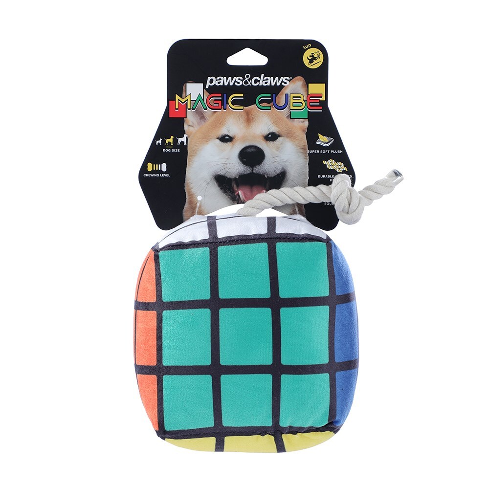 18283-paws-claws-16cm-magic-cube-plush-pet-dog-toy-w-rope-large