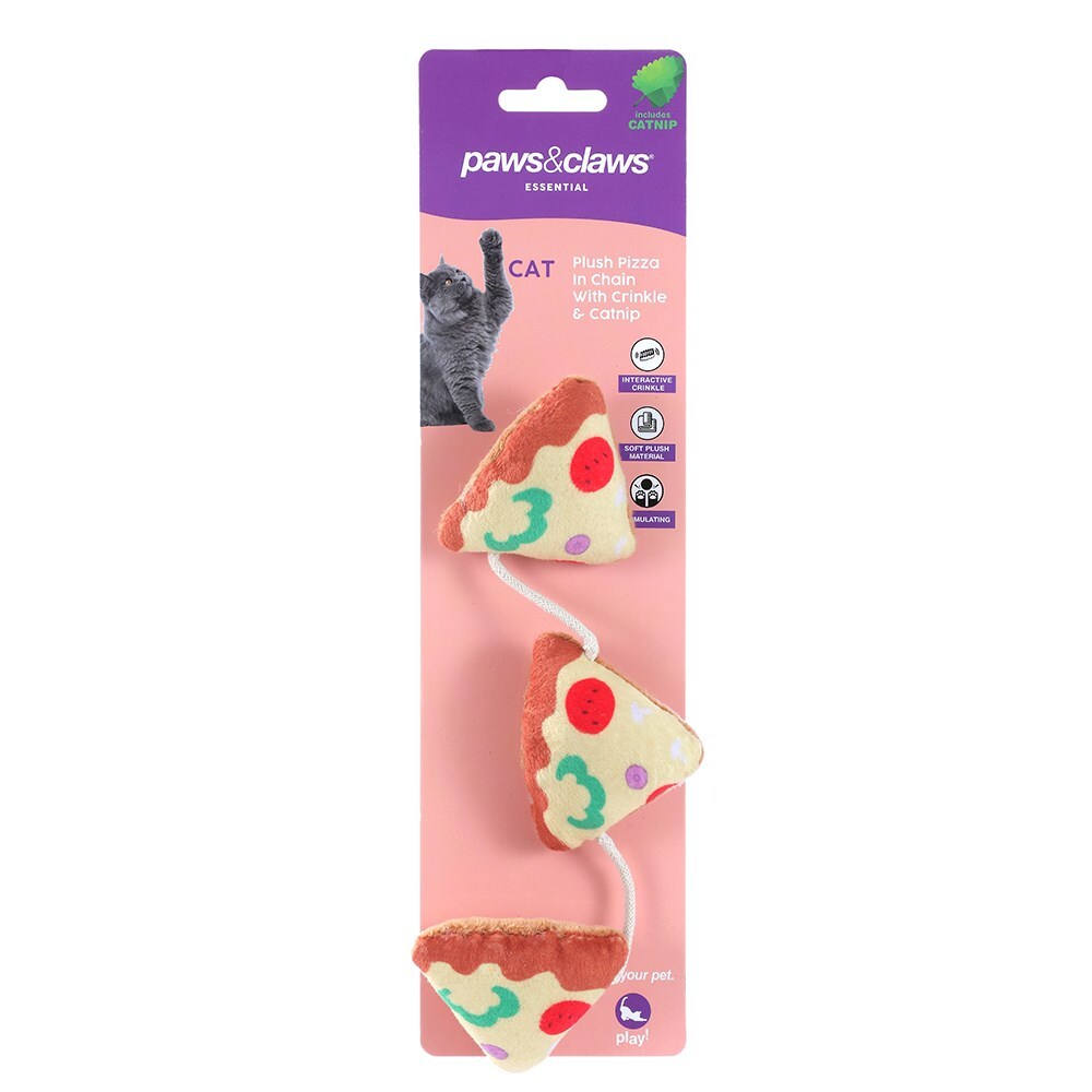 18344-paws-claws-pet-cat-27cm-plush-pizza-dangler-toy-w-crinkle-catnip