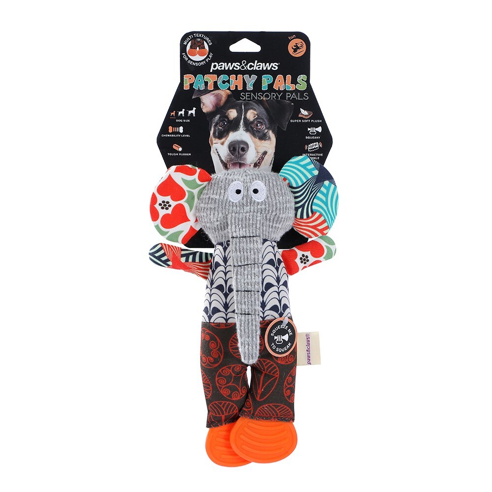 18528-paws-claws-28x17x5cm-patchy-pals-sensory-elephant-dog-pet-toy