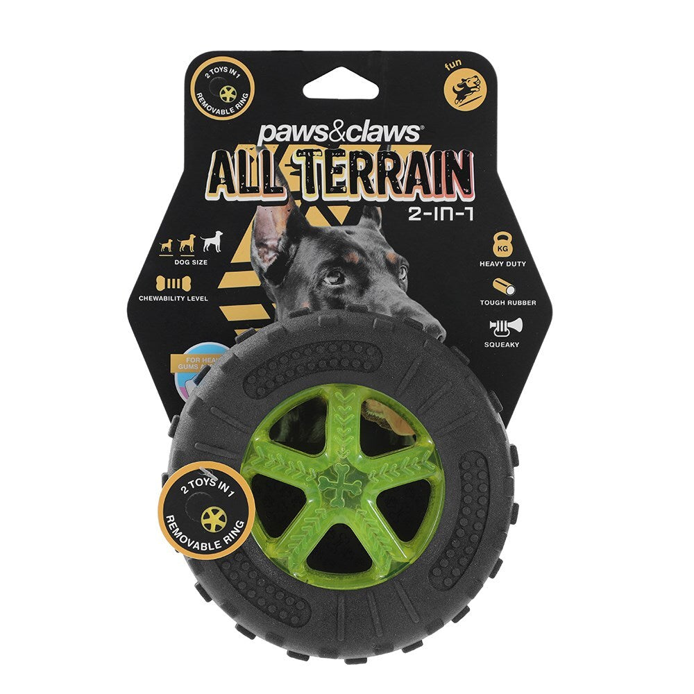 18559-paws-claws-2-in-1-all-terrain-12cm-tpr-foam-tyre-pet-dog-toy-assorted