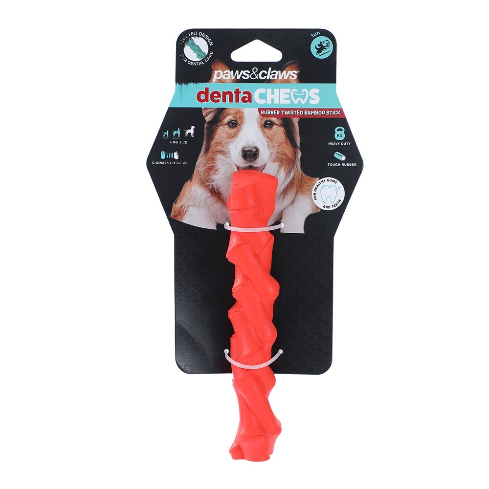 18689-paws-and-claws-26-7x5x5cm-denta-chews-twisted-bamboo-stick-dog-pet-toy-assorted