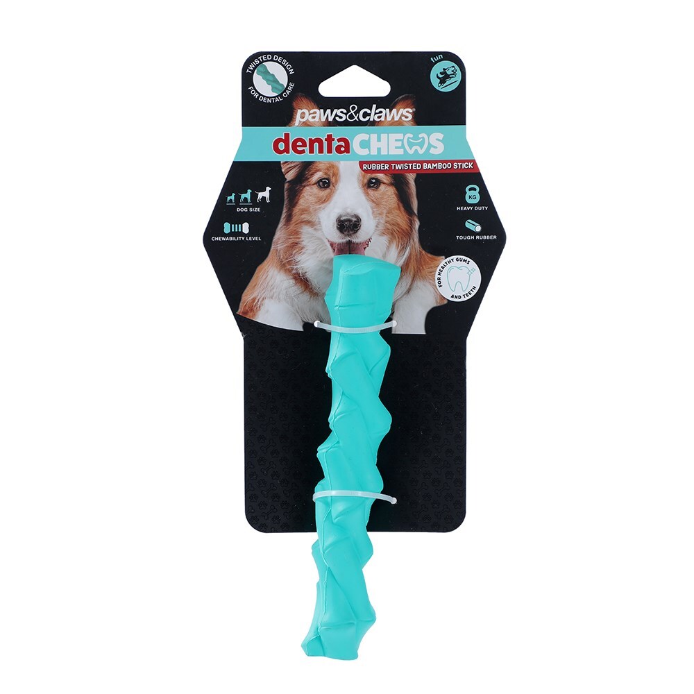 18689-paws-and-claws-26-7x5x5cm-denta-chews-twisted-bamboo-stick-dog-pet-toy-assorted
