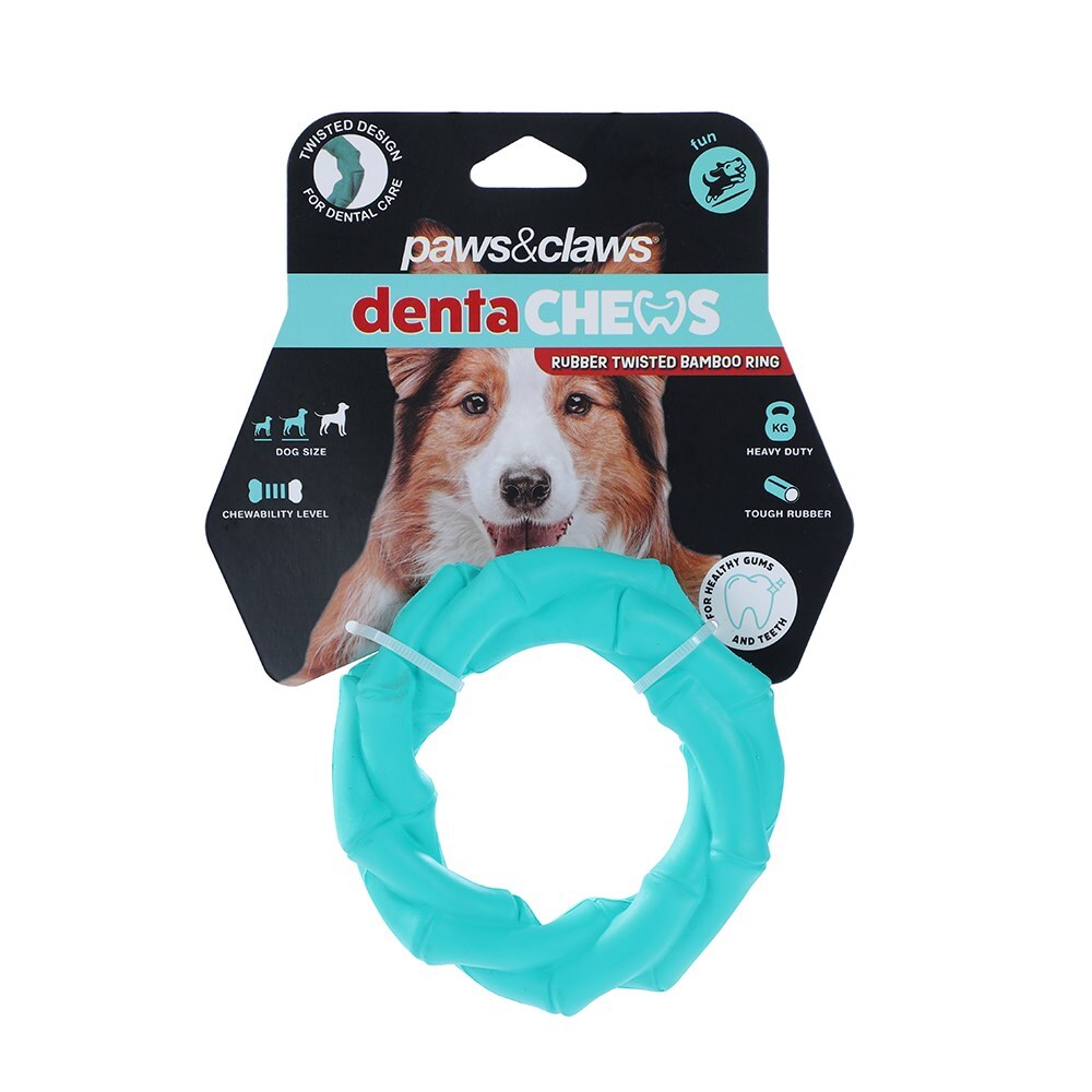 18696-paws-and-claws-11x11x3-2cm-denta-chews-twisted-bamboo-ring-dog-pet-toy-assorted