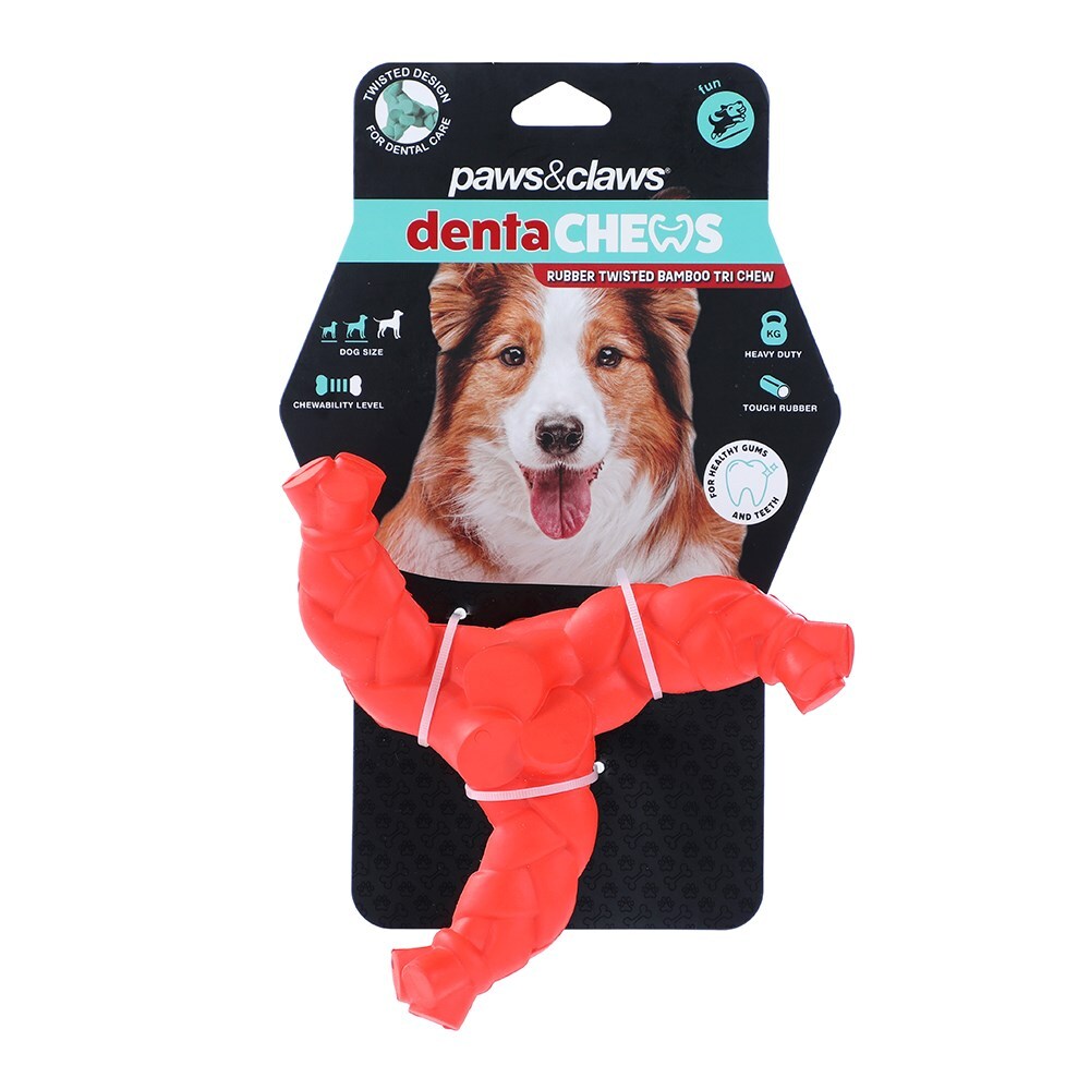 18702-paws-and-claws-15-9x15-9x5-3cm-denta-chews-twisted-bamboo-tri-dog-pet-toy-assorted