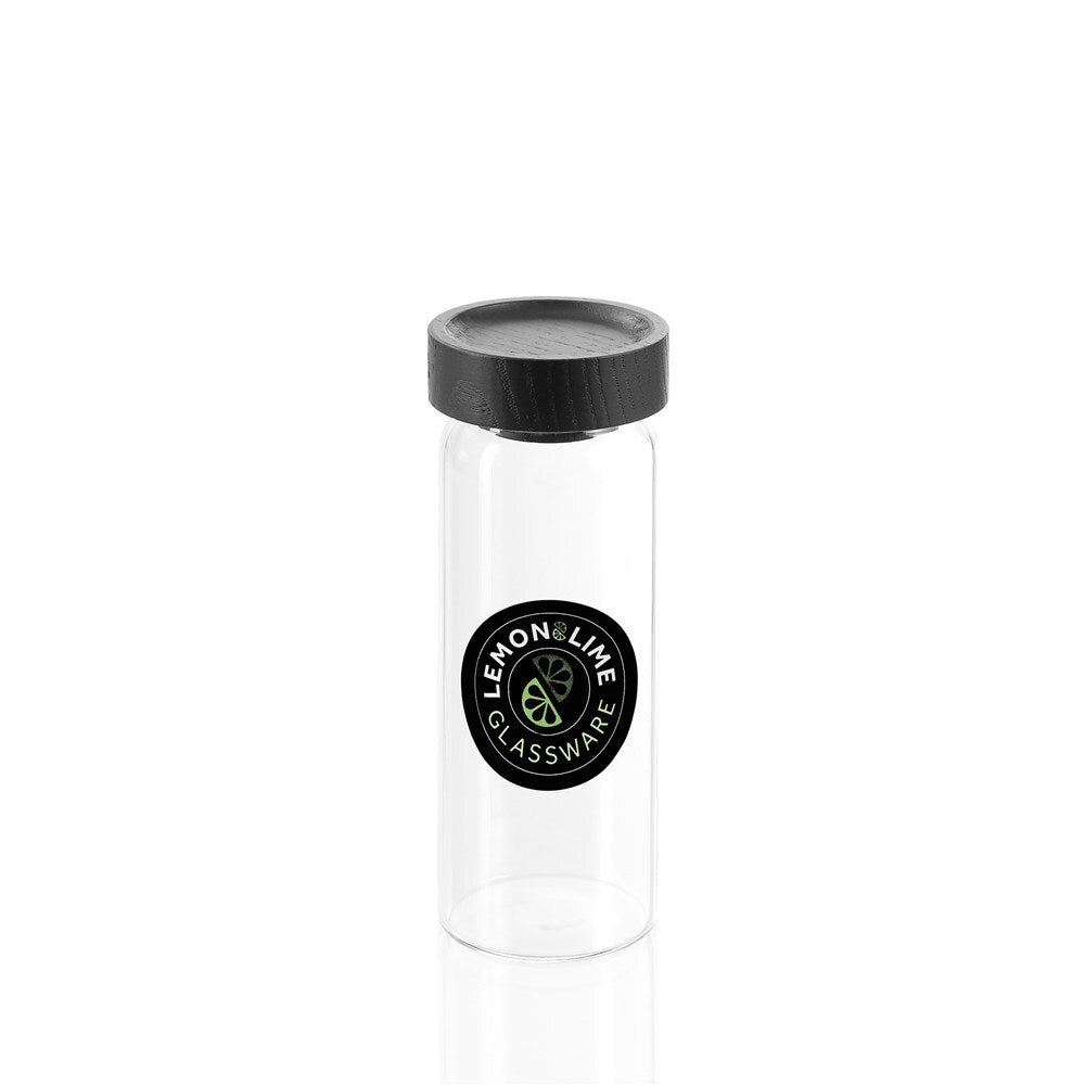 18955-lemon-lime-woodend-black-175ml-13-5cm-glass-spice-jar-container-clear-w-lid