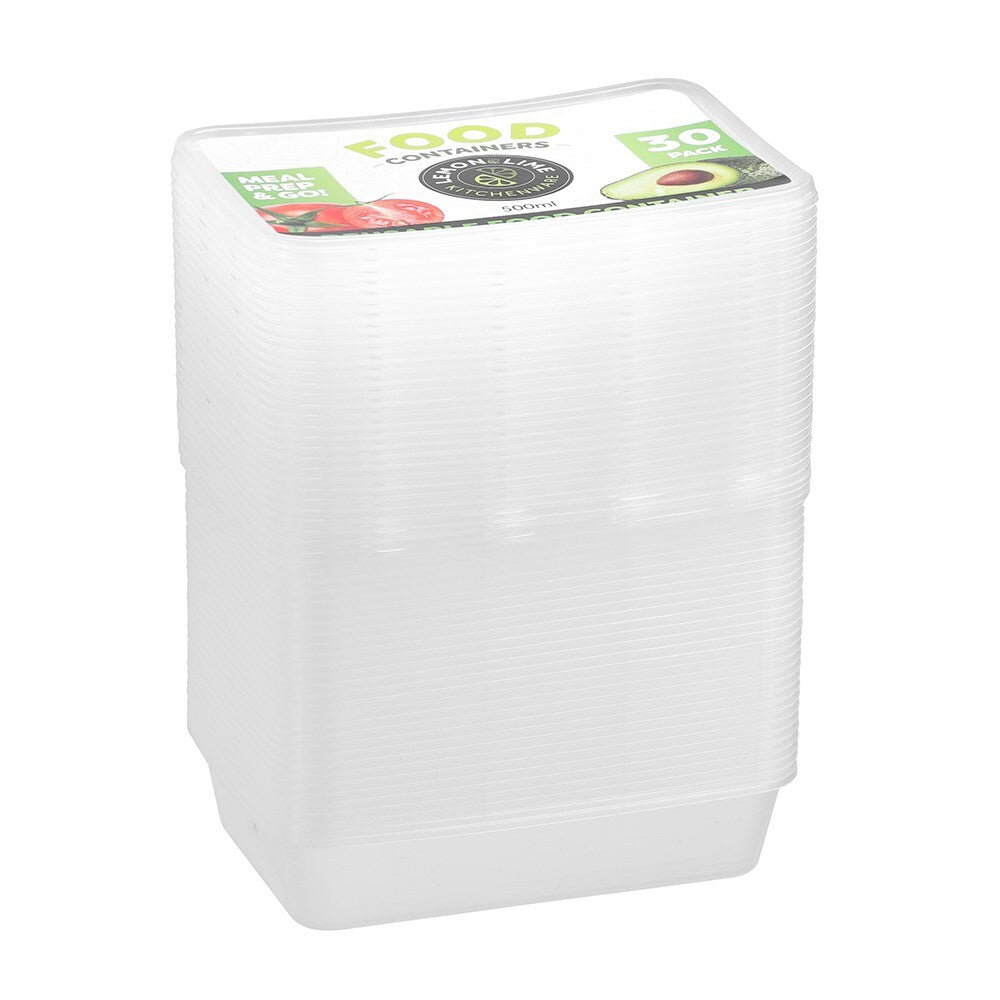 19099-30pk-lemon-lime-reusable-500ml-rectangle-food-container-w-lid-clear