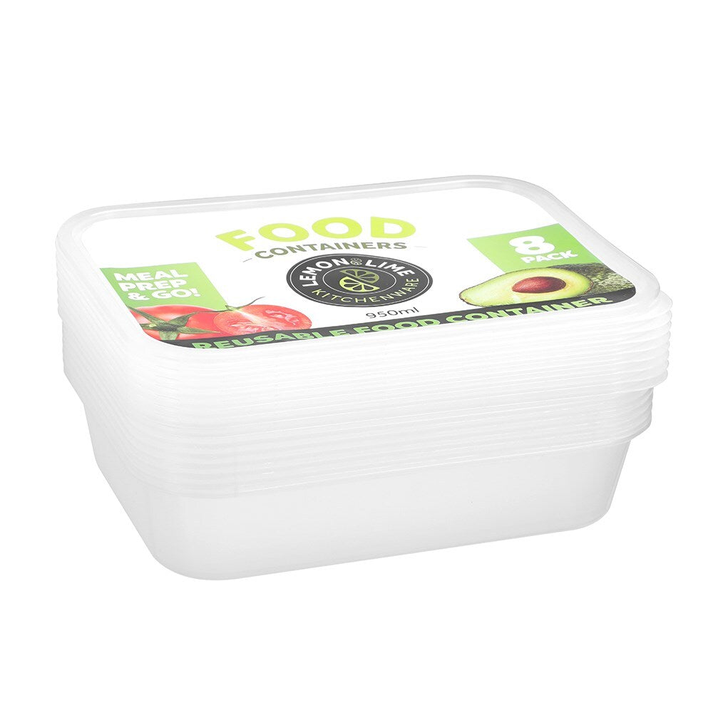 19167-8pk-lemon-lime-reusable-950ml-rectangle-food-container-w-lid-clear