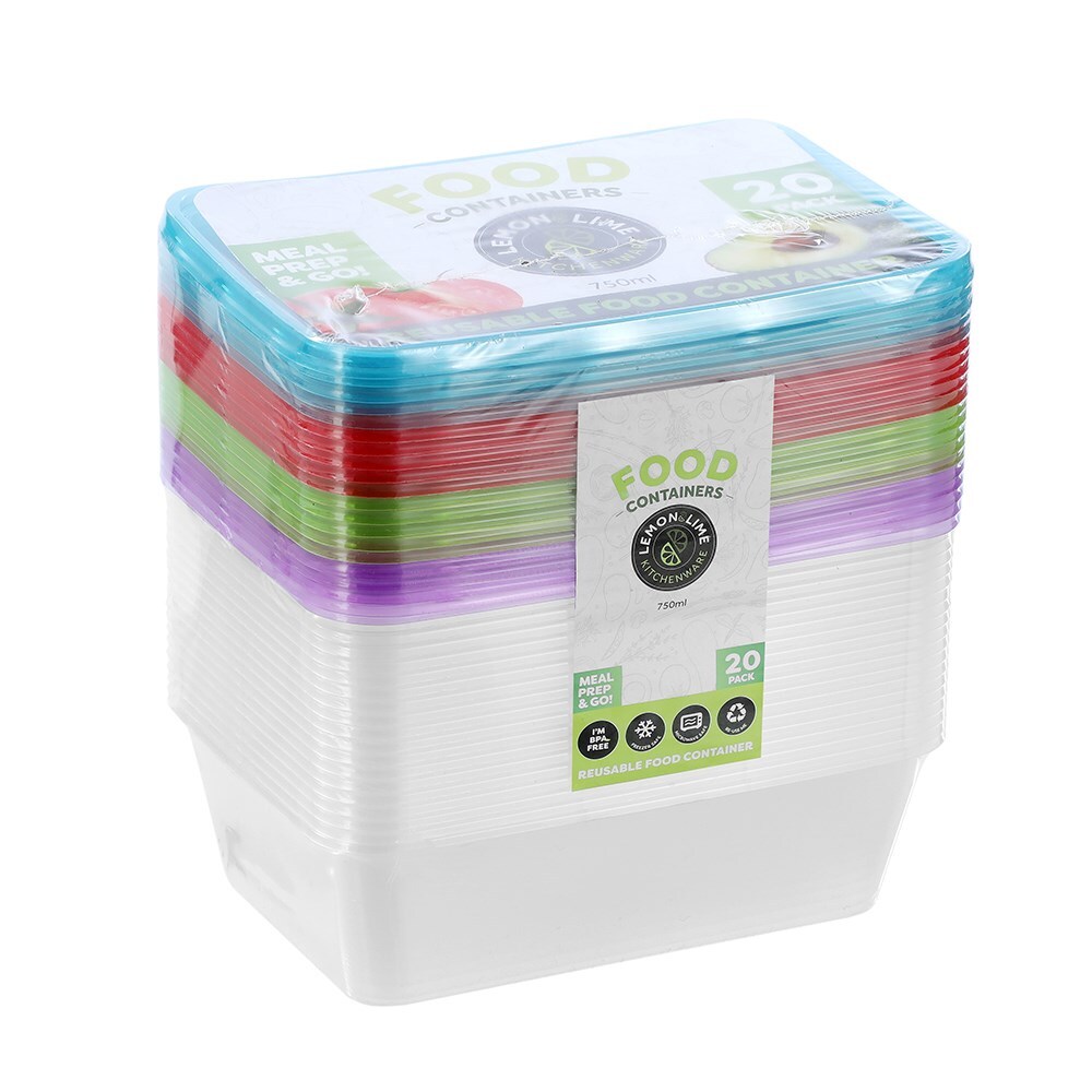 19204-20pk-lemon-lime-rectangle-750ml-reusable-food-container-w-coloured-lids