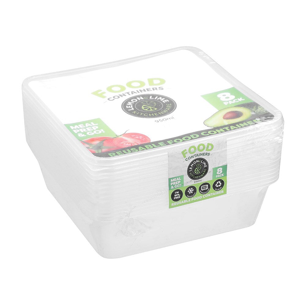 19228-8pk-lemon-lime-950ml-reusable-square-food-container-w-lid-clear