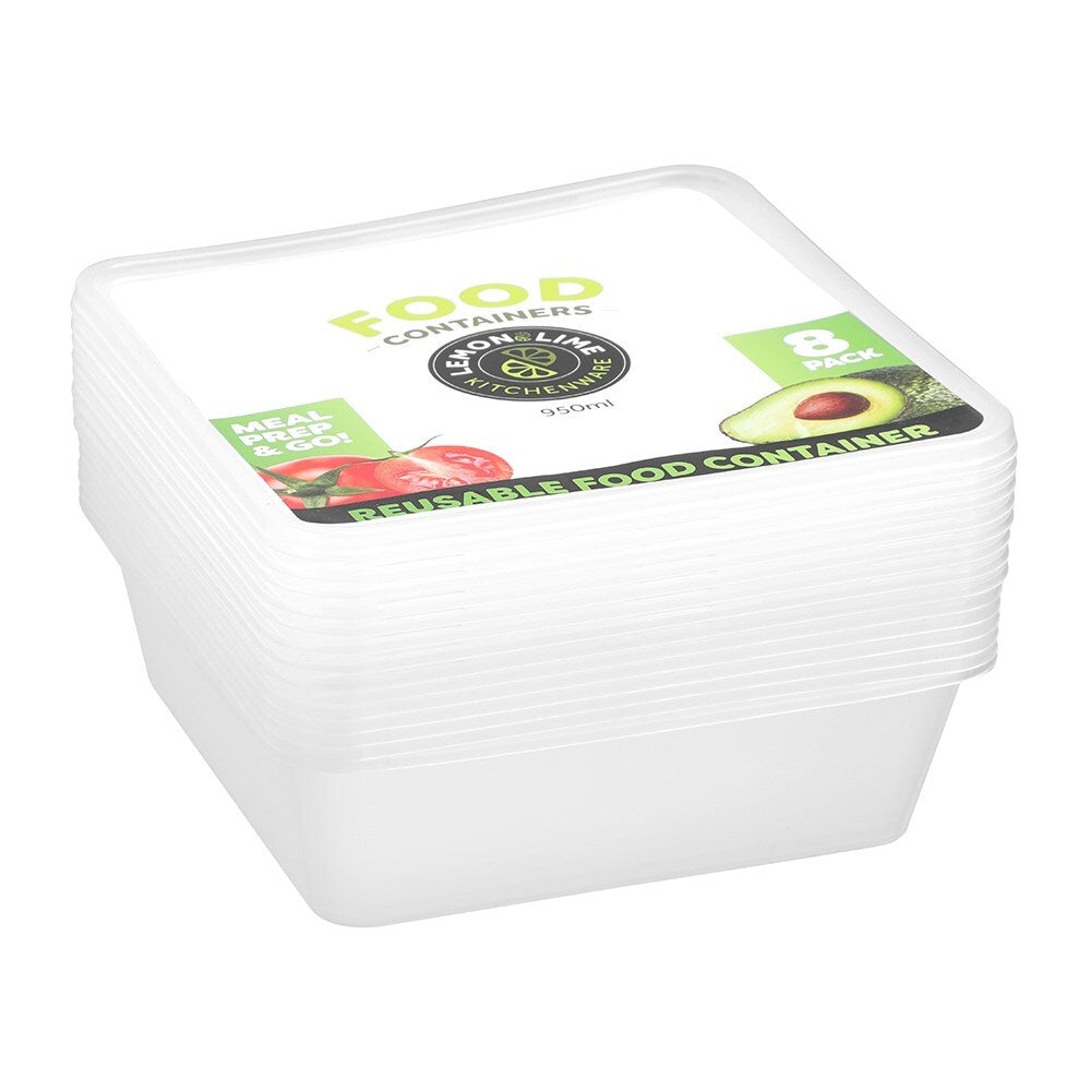 19228-8pk-lemon-lime-950ml-reusable-square-food-container-w-lid-clear