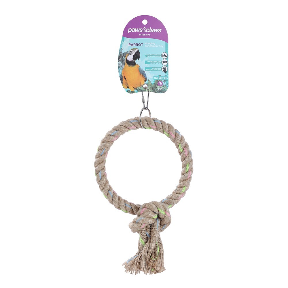 20194-paws-claws-16cm-jute-ring-parrot-pet-bird-toy-small