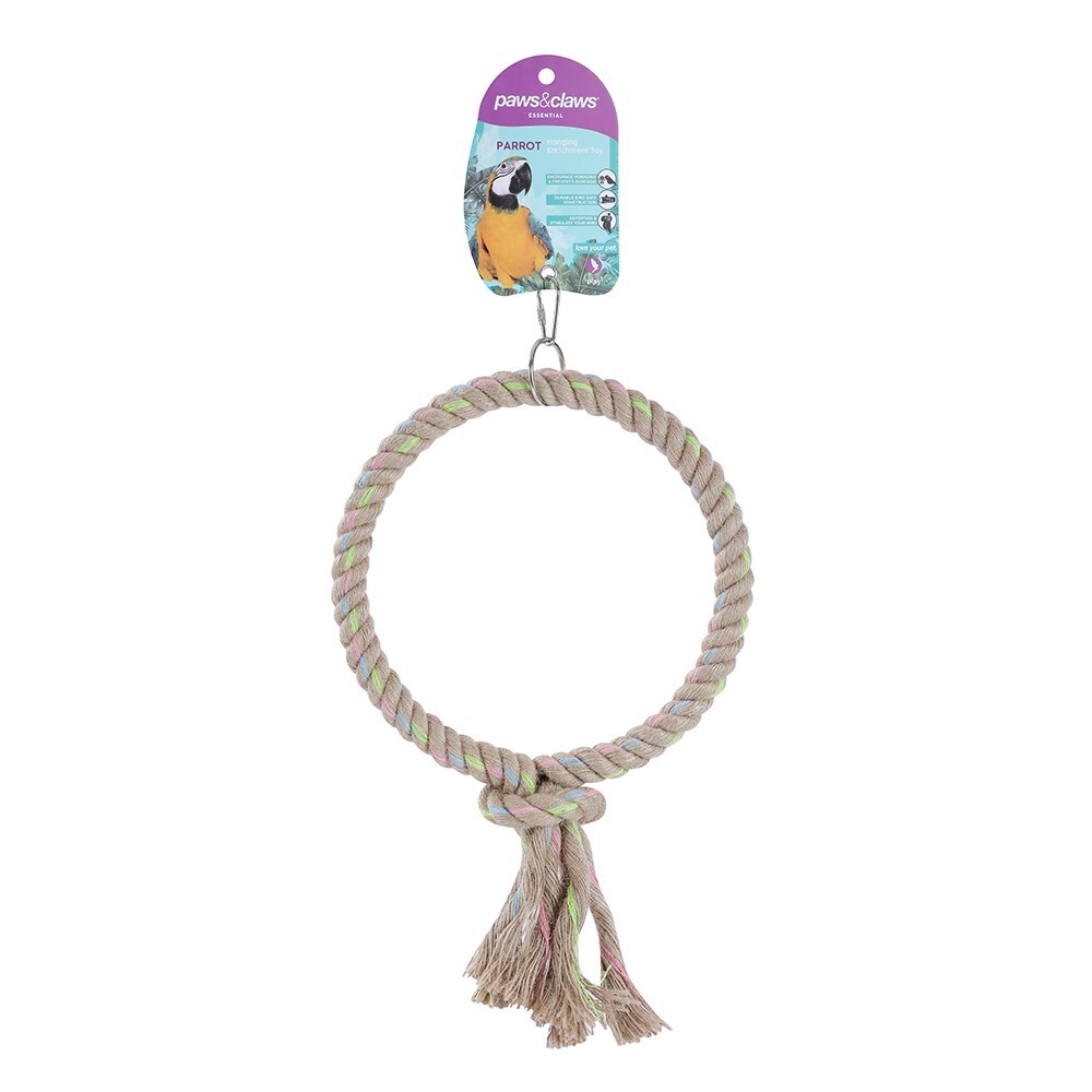 20217-paws-claws-25cm-jute-ring-parrot-pet-bird-toy-large