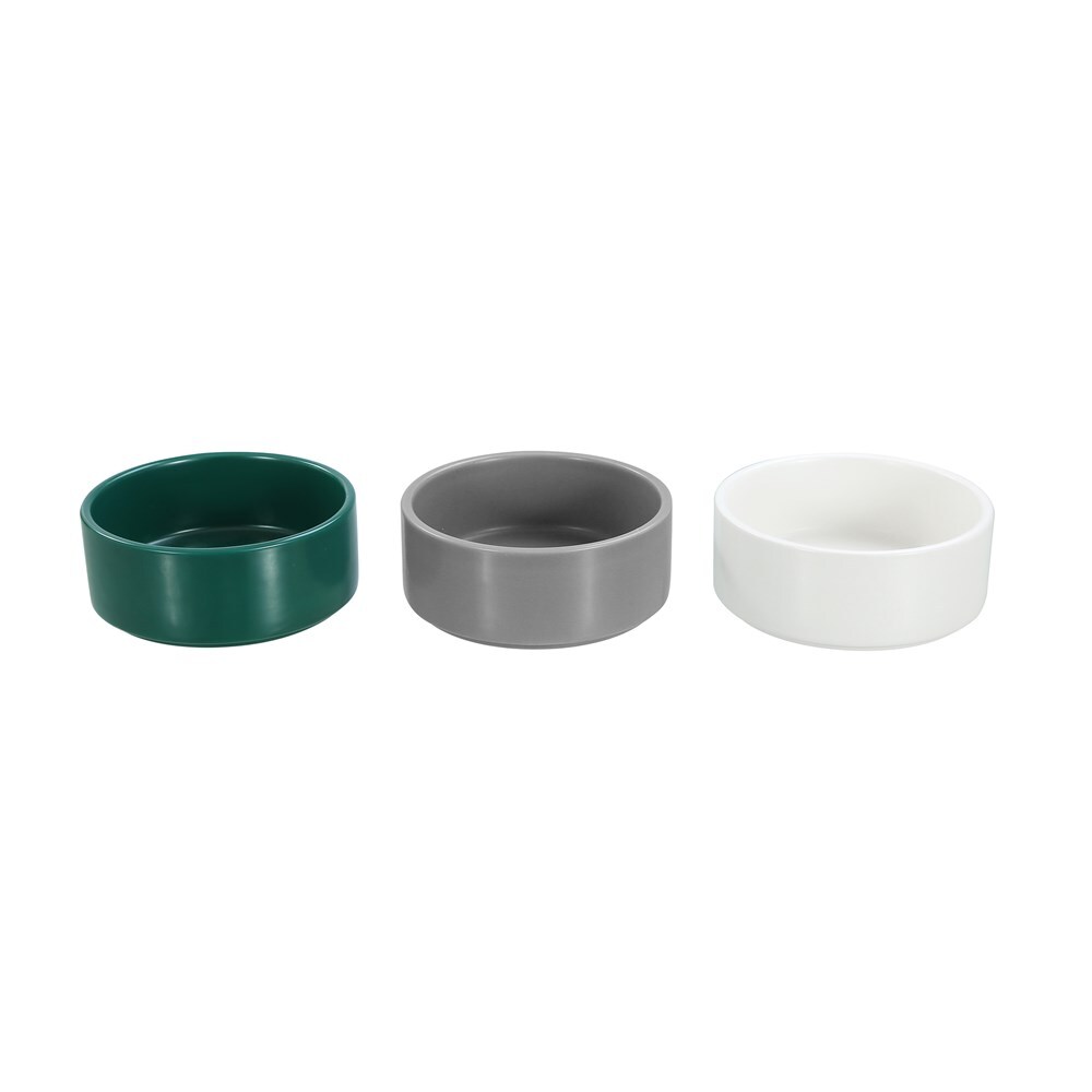 21603-paws-claws-13cm-380ml-ceramic-pet-bowl-assorted-white-green-grey