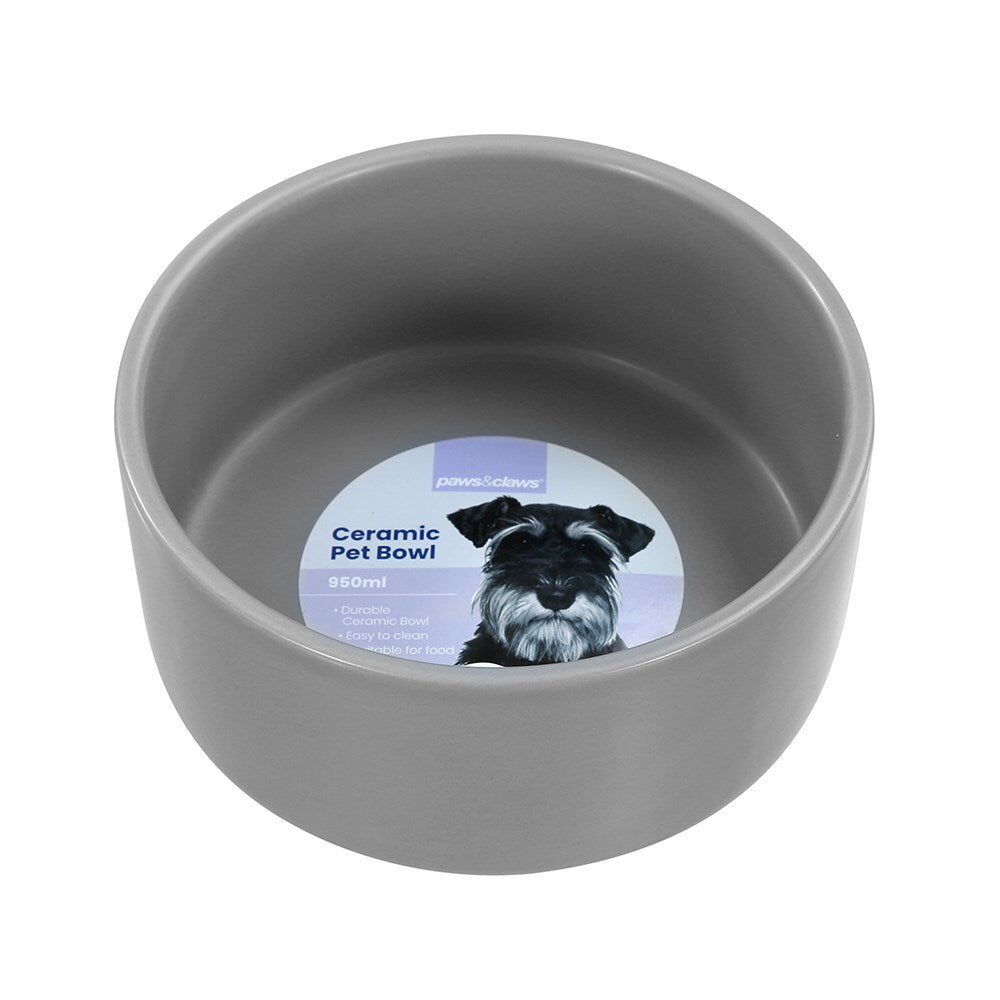 21610-paws-claws-16cm-950ml-ceramic-pet-bowl-assorted-white-green-grey