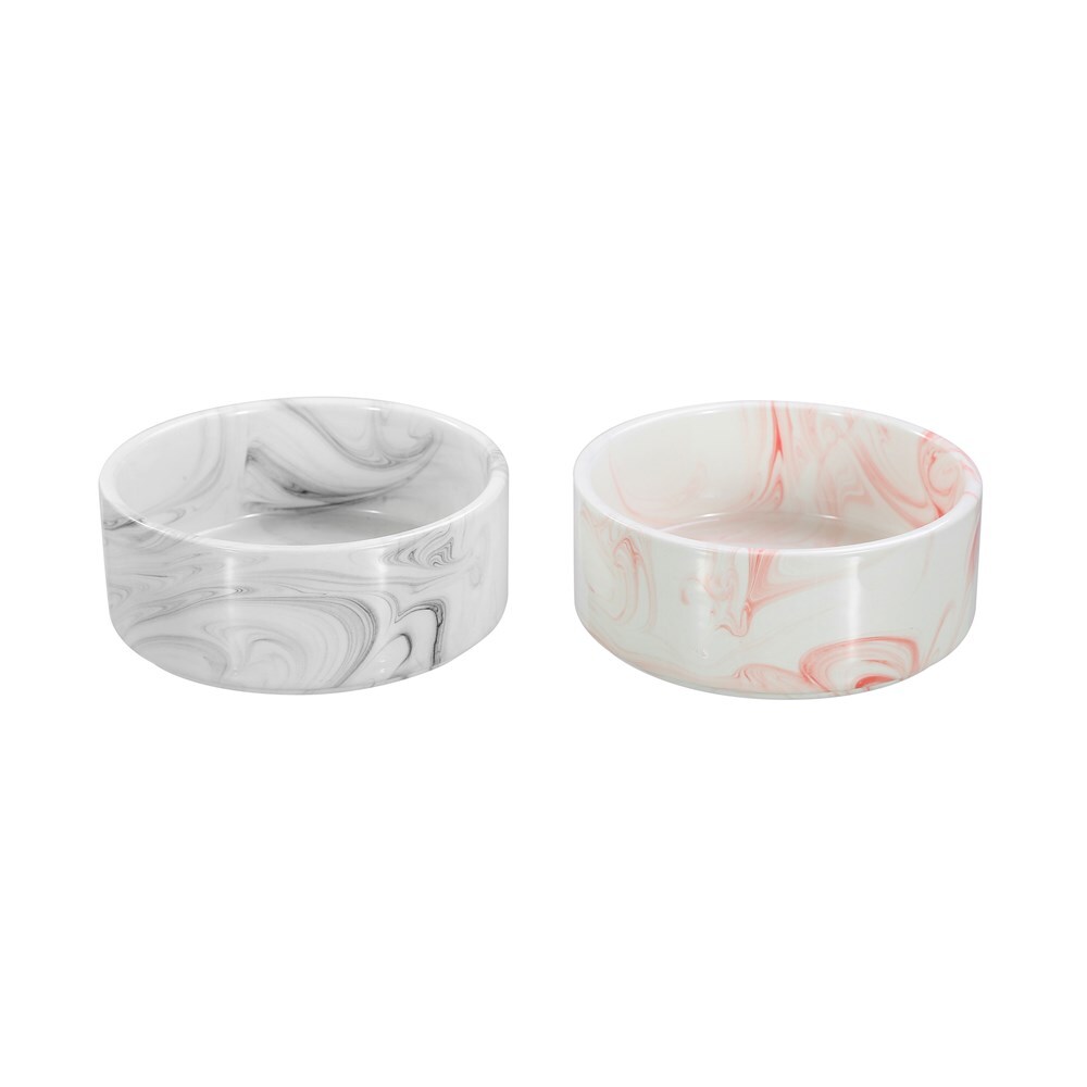 21634-paws-claws-13cm-380ml-ceramic-pet-bowl-marble-assorted-grey-pink