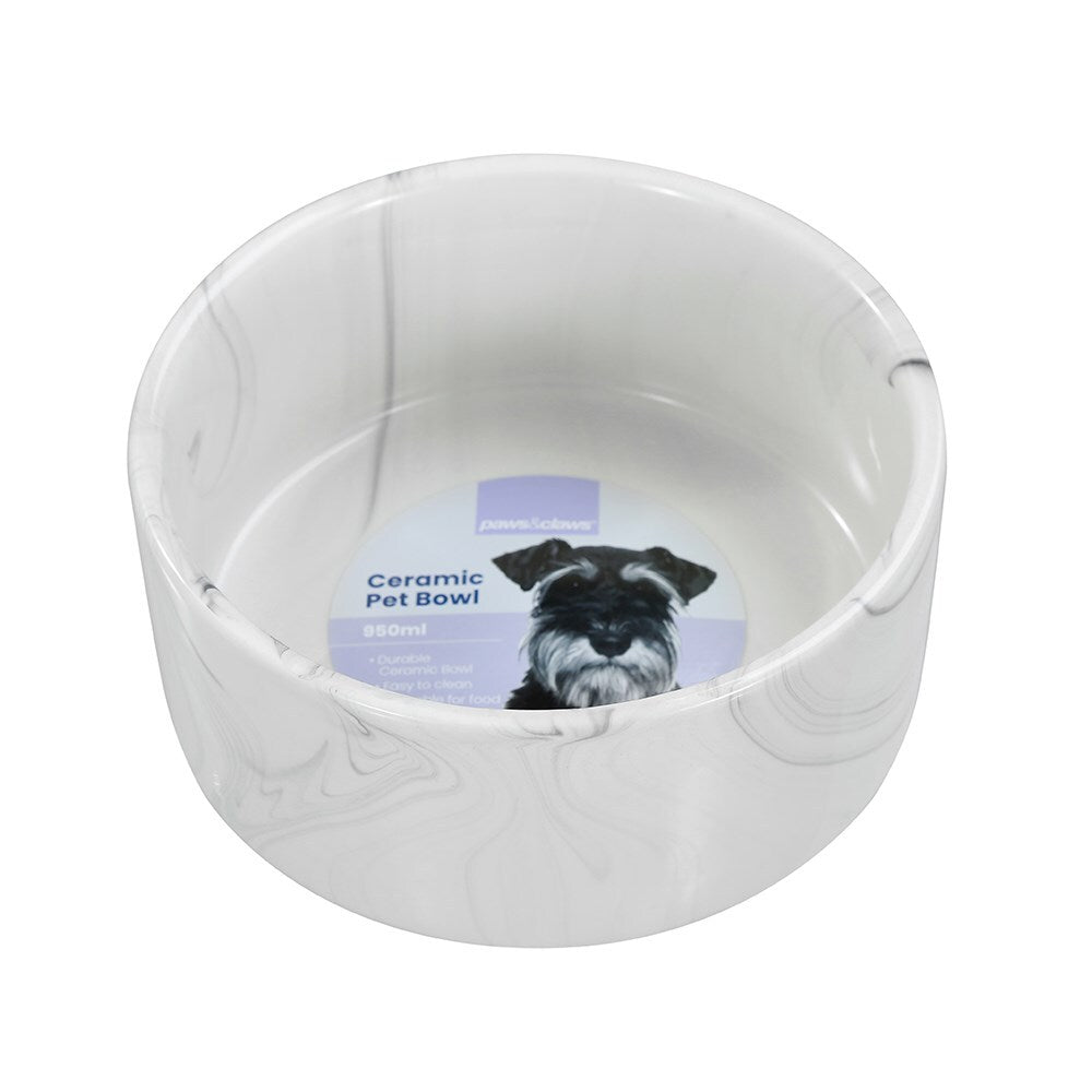 21641-paws-claws-16cm-950ml-ceramic-pet-bowl-marble-assorted-grey-pink