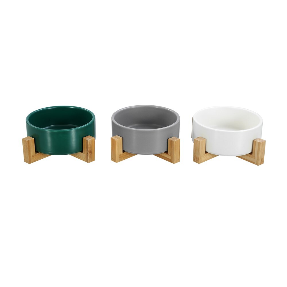 21689-paws-claws-13cm-380ml-ceramic-pet-bowl-w-bamboo-stand-assorted