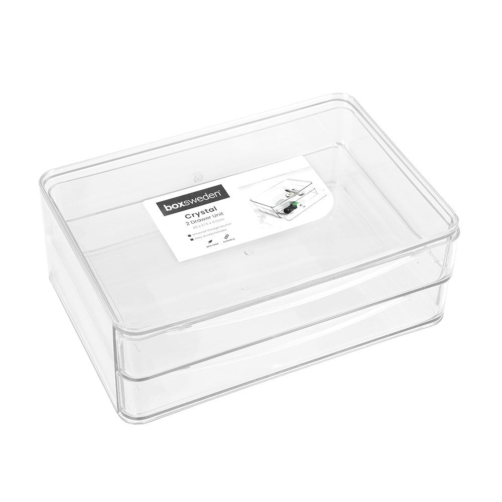 23119-boxsweden-crystal-2-drawer-25x9-5cm-storage-unit-clear