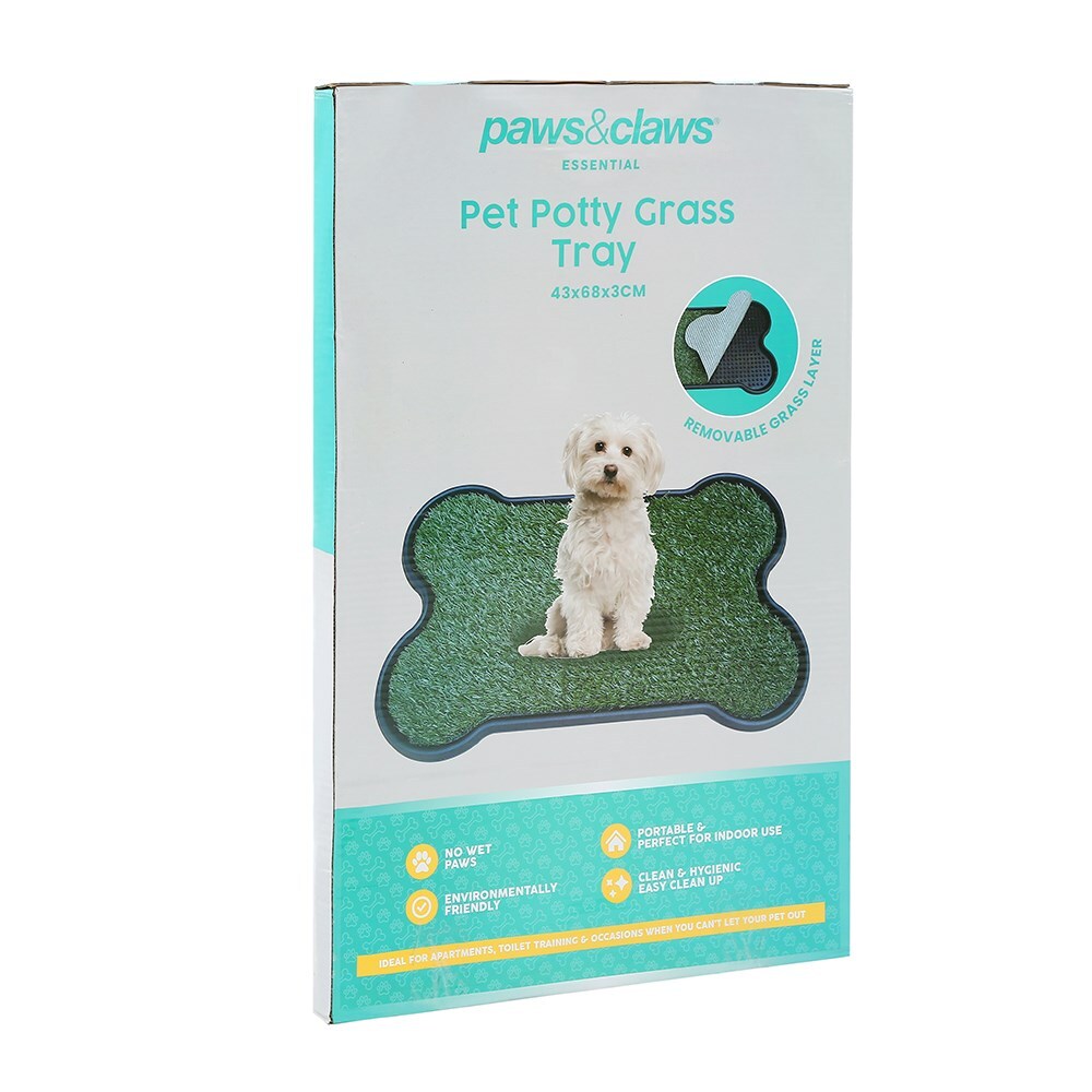 27179-paws-claws-pet-bone-shape-43x3cm-potty-grass-tray-green