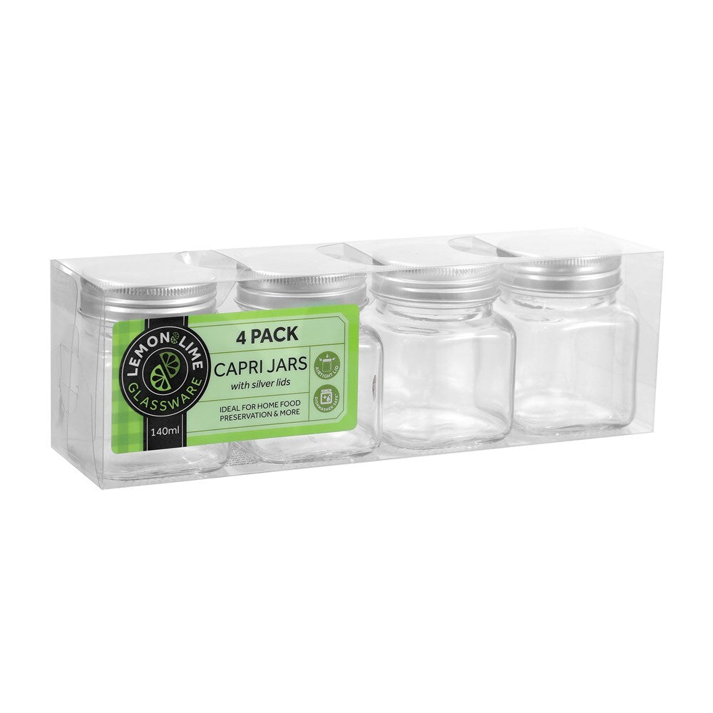 31411-4pk-lemon-lime-140ml-square-jar-capri-glass-w-silver-lid