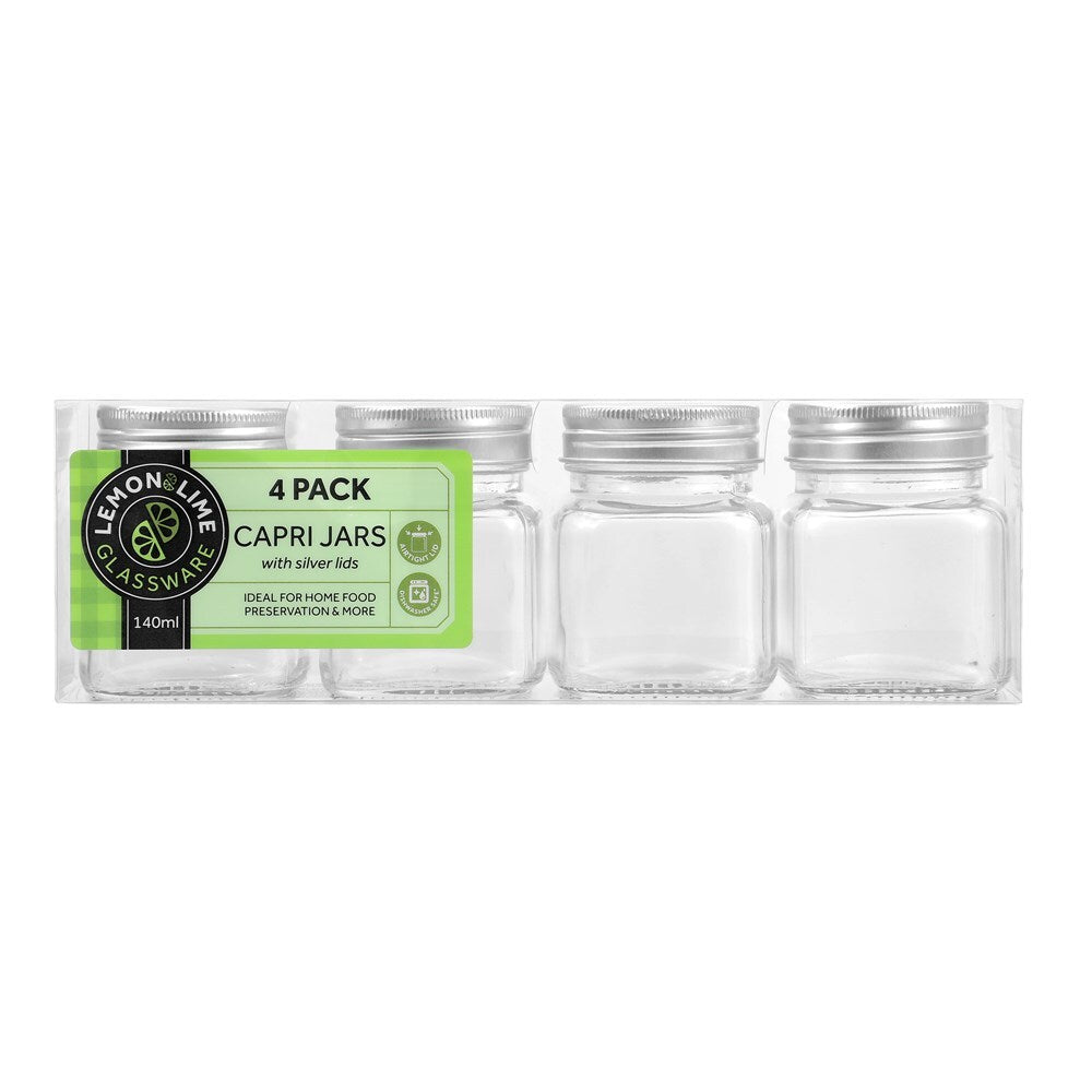 31411-4pk-lemon-lime-140ml-square-jar-capri-glass-w-silver-lid