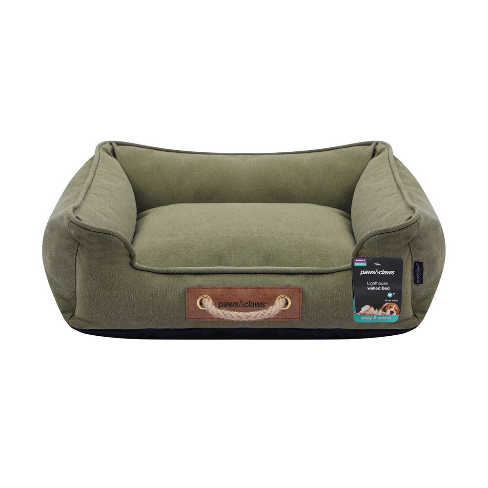 33675-paws-claws-lighthouse-60cm-heavy-canvas-walled-pet-bed-med-olive-cotton