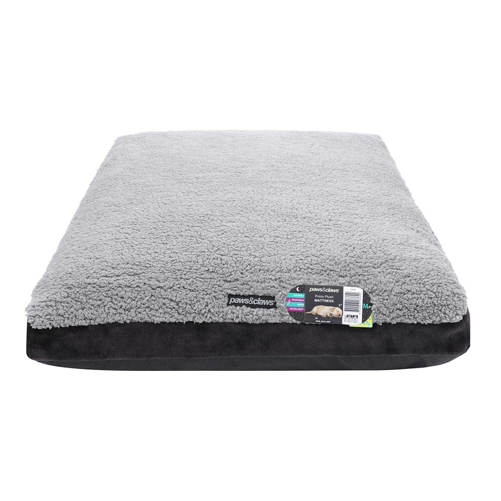 33699-paws-claws-primo-plush-90cm-pet-mattress-bed-medium-grey-charcoal