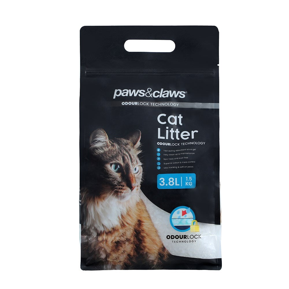 34078-paws-claws-cat-litter-3-8l-odourlock-fast-absorbing-silica-gel