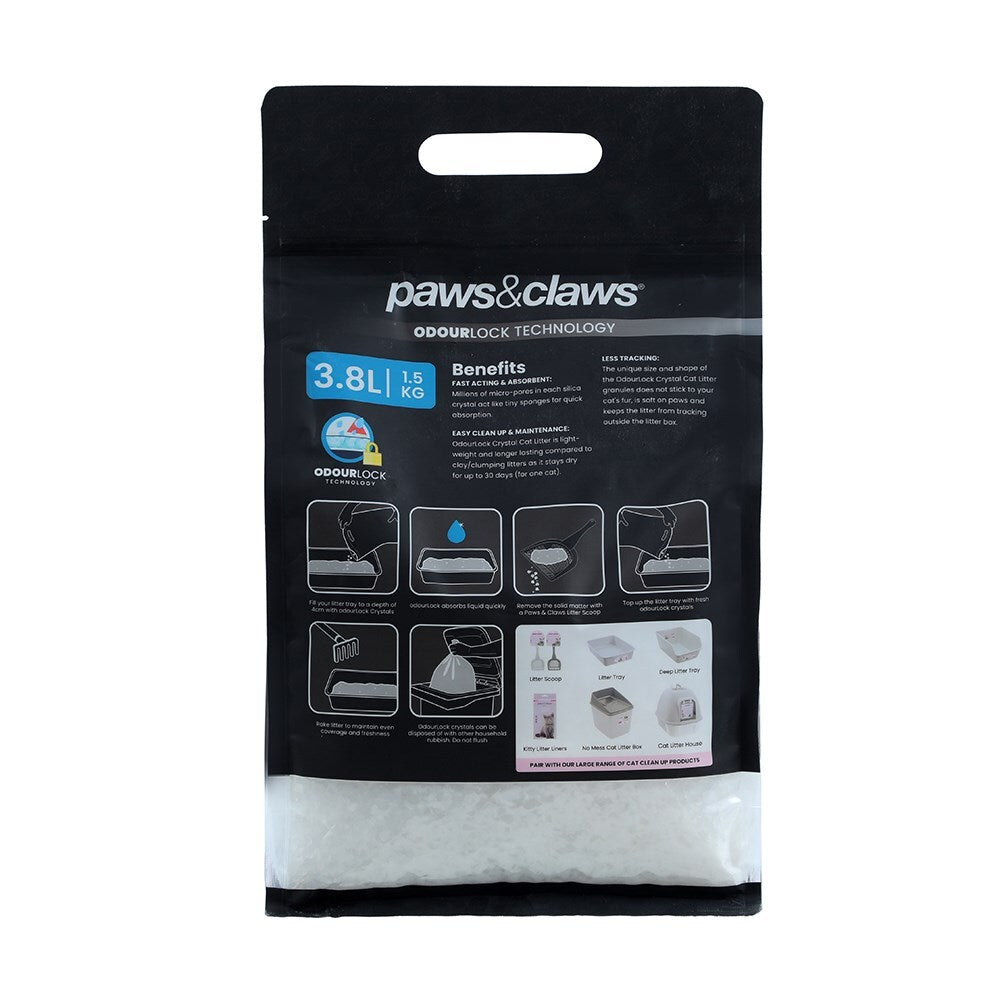 34078-paws-claws-cat-litter-3-8l-odourlock-fast-absorbing-silica-gel
