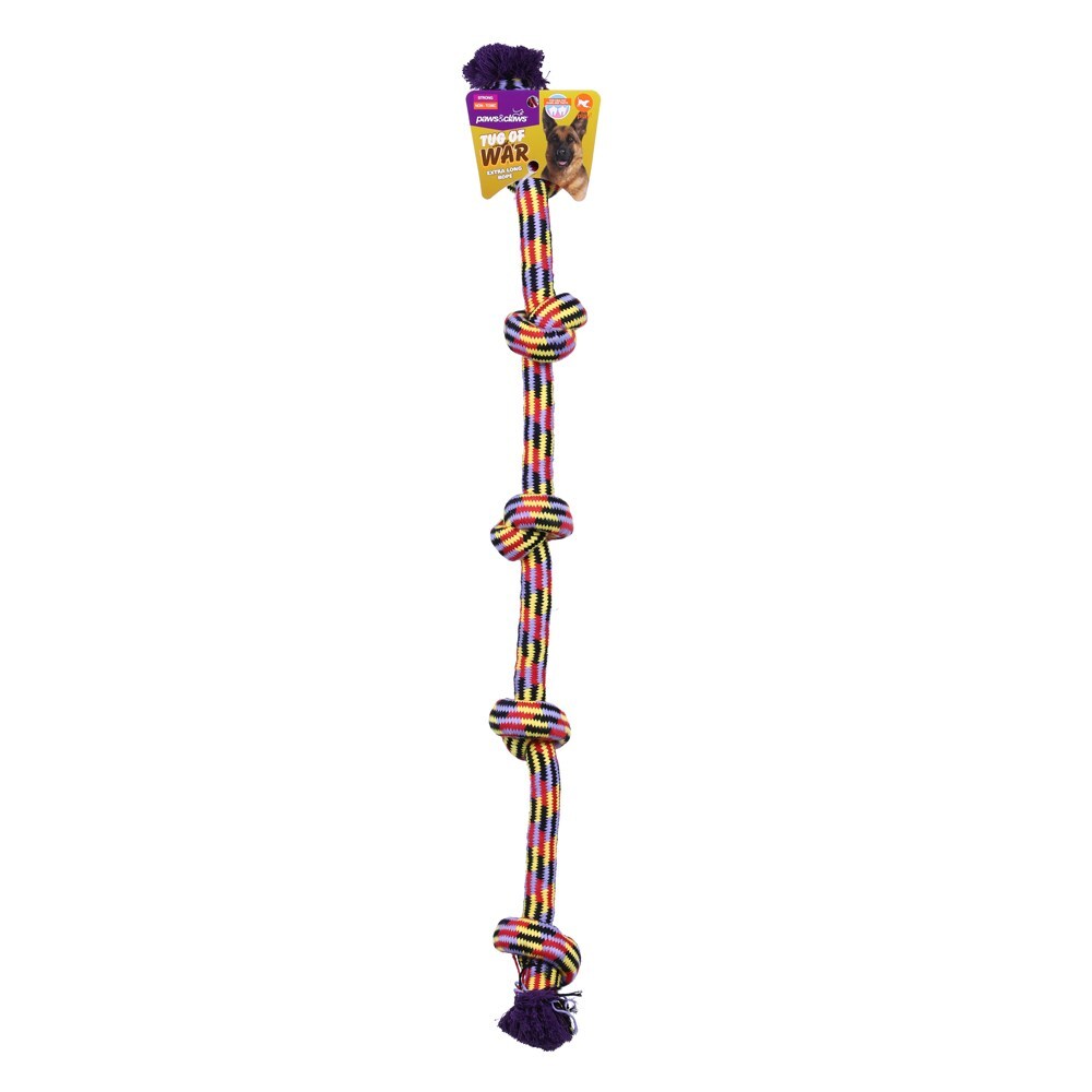 44834-paws-claws-105cm-extra-long-knotted-rope-pet-toy-assorted