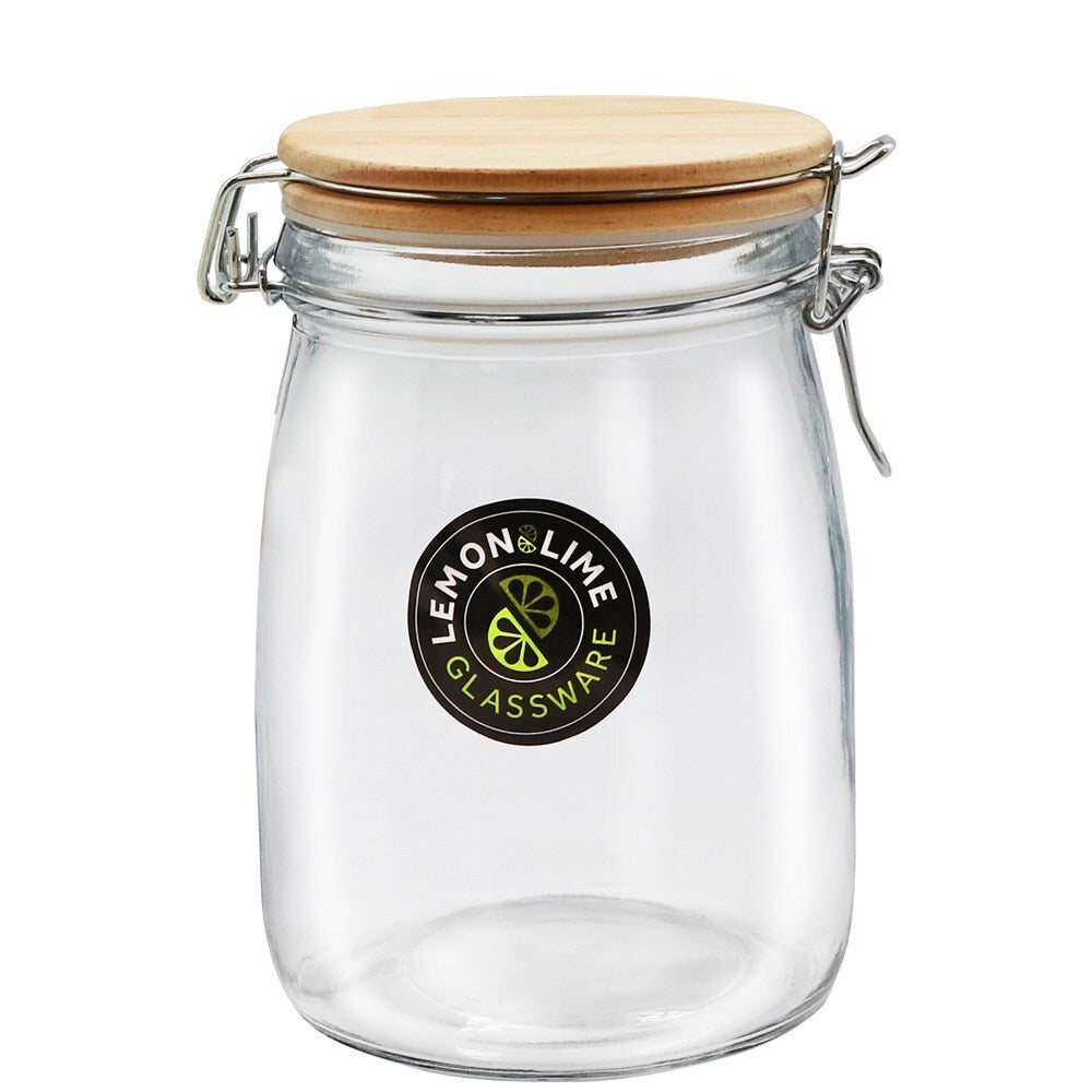 45008-lemon-and-lime-1l-16-5cm-glass-clip-jar-w-wooden-lid-clear