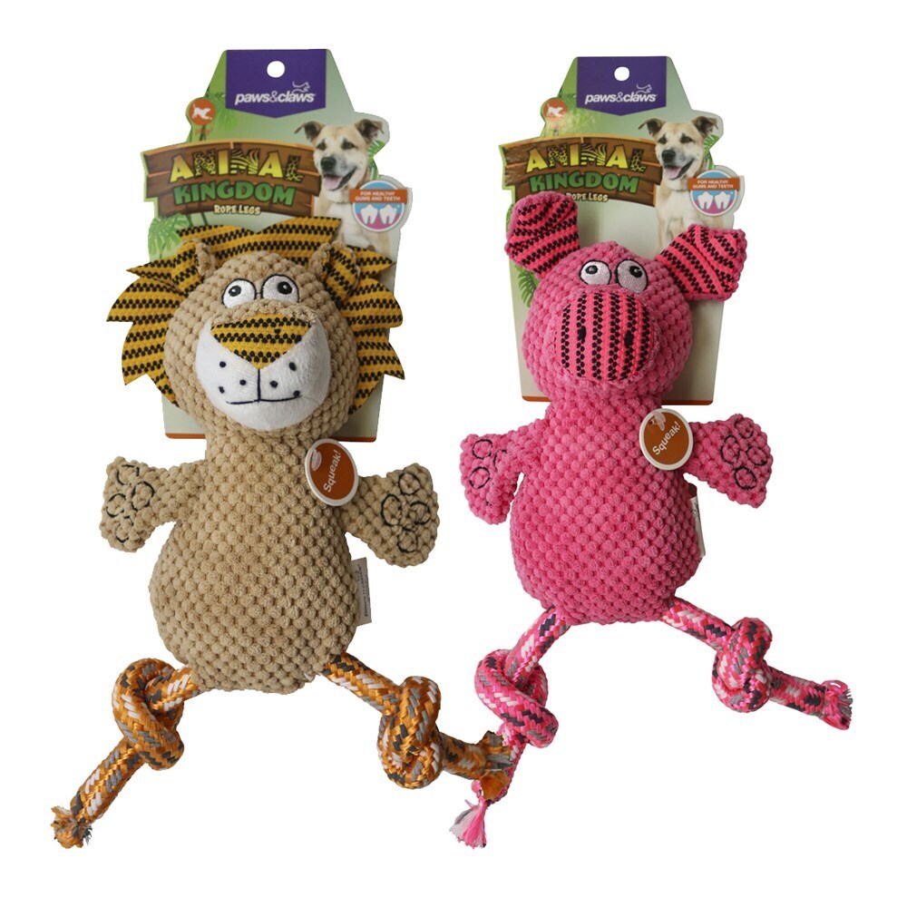 49495-paws-claws-35cm-animal-kingdom-rope-leg-pet-toy-assorted