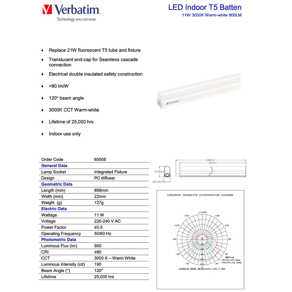 65508p-verbatim-indoor-integrated-t5-batten-fixture-w-led-light-strip-11w-900lm-3k