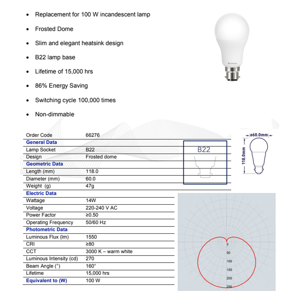 66288-verbatim-b22-bayonet-warm-white-classic-a-light-globe-bulb-14w-1550lm-3000k