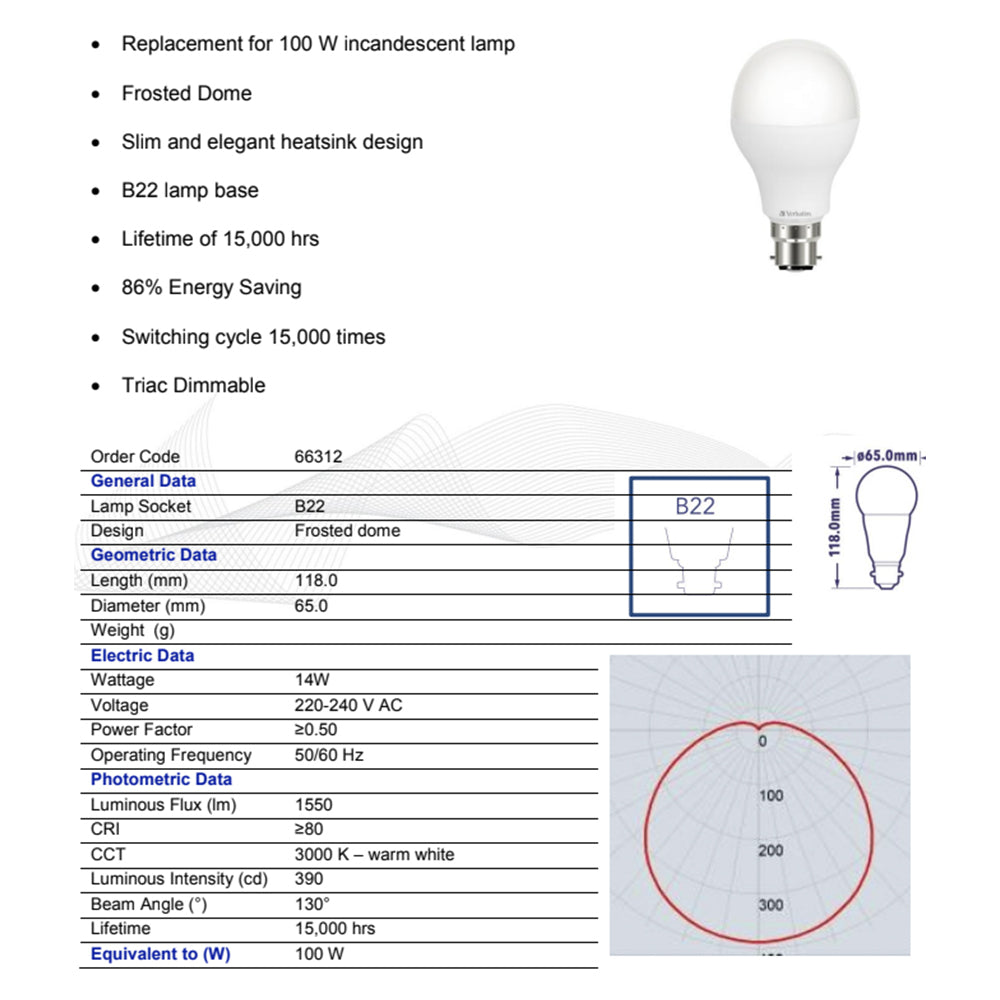 66312-verbatim-b22-bayonet-ww-classic-a-dimmable-light-globe-14w-1550lm-3000k