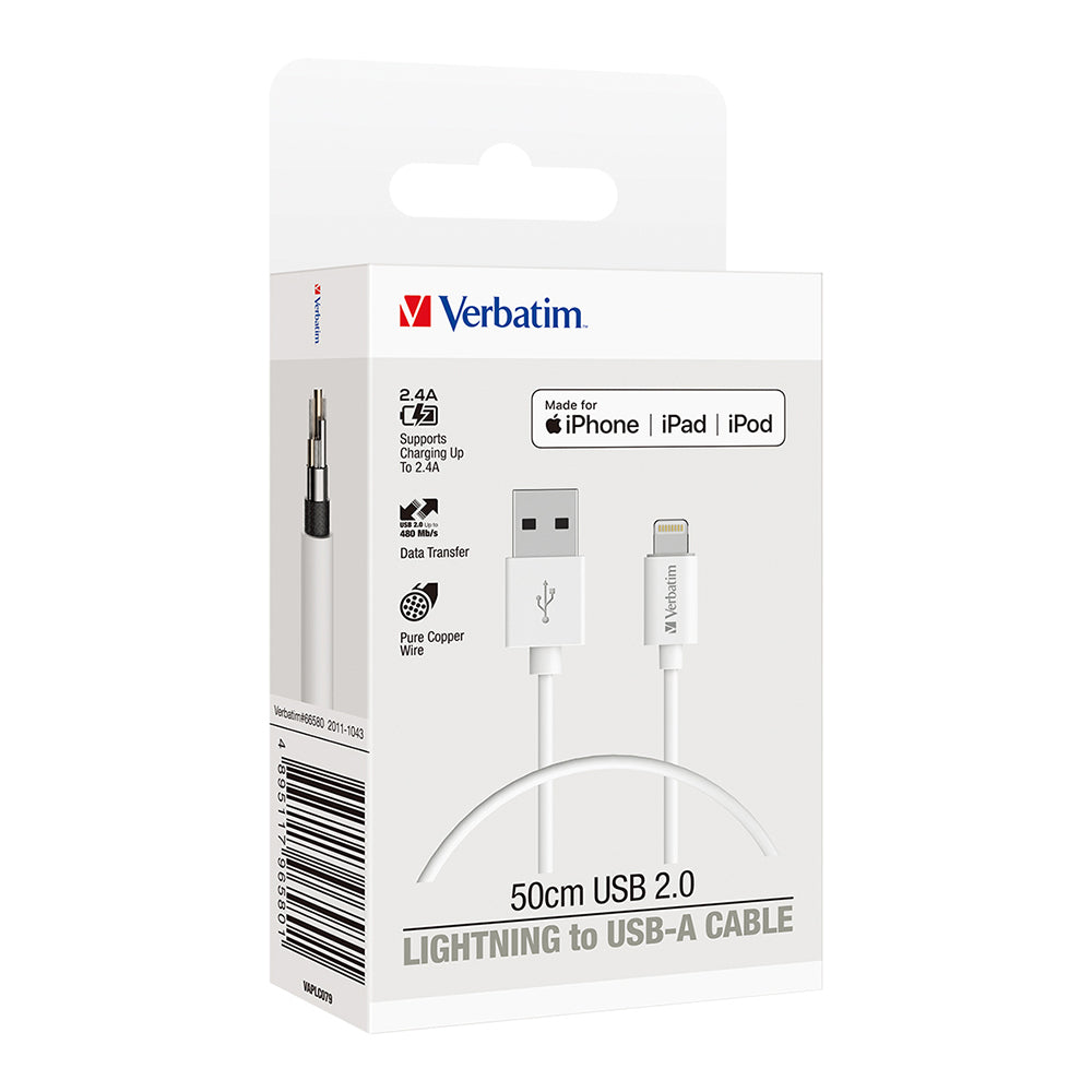 66580-verbatim-charge-sync-lightning-cable-50cm-white