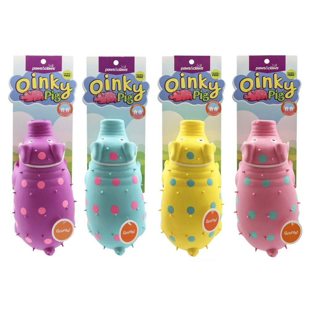 70222-paws-claws-21cm-oinky-pig-latex-pet-toy-assorted