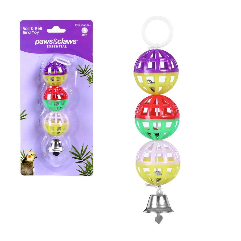 76460-paws-claws-ball-and-bell-bird-toy-16x4-5cm-assorted