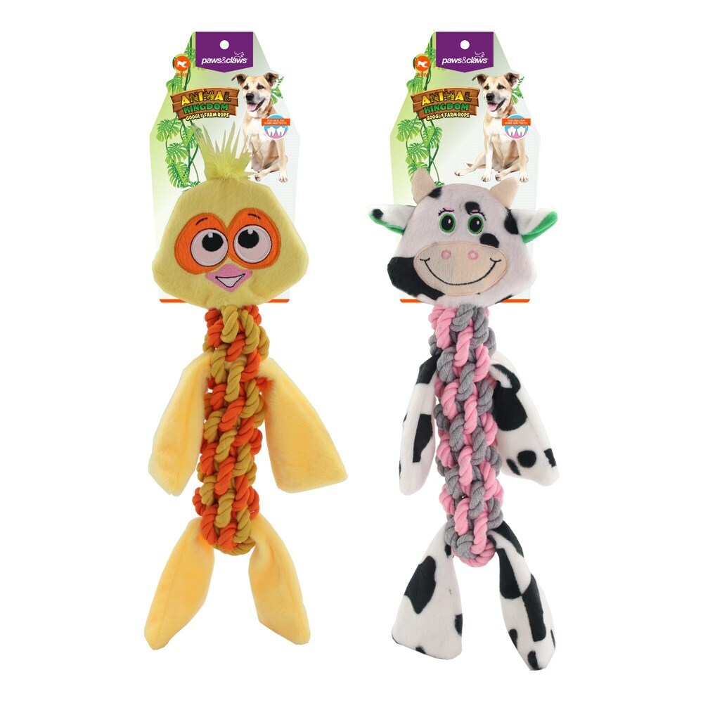 79270-paws-claws-45x20cm-animal-kingdom-googly-farm-rope-toy-assorted