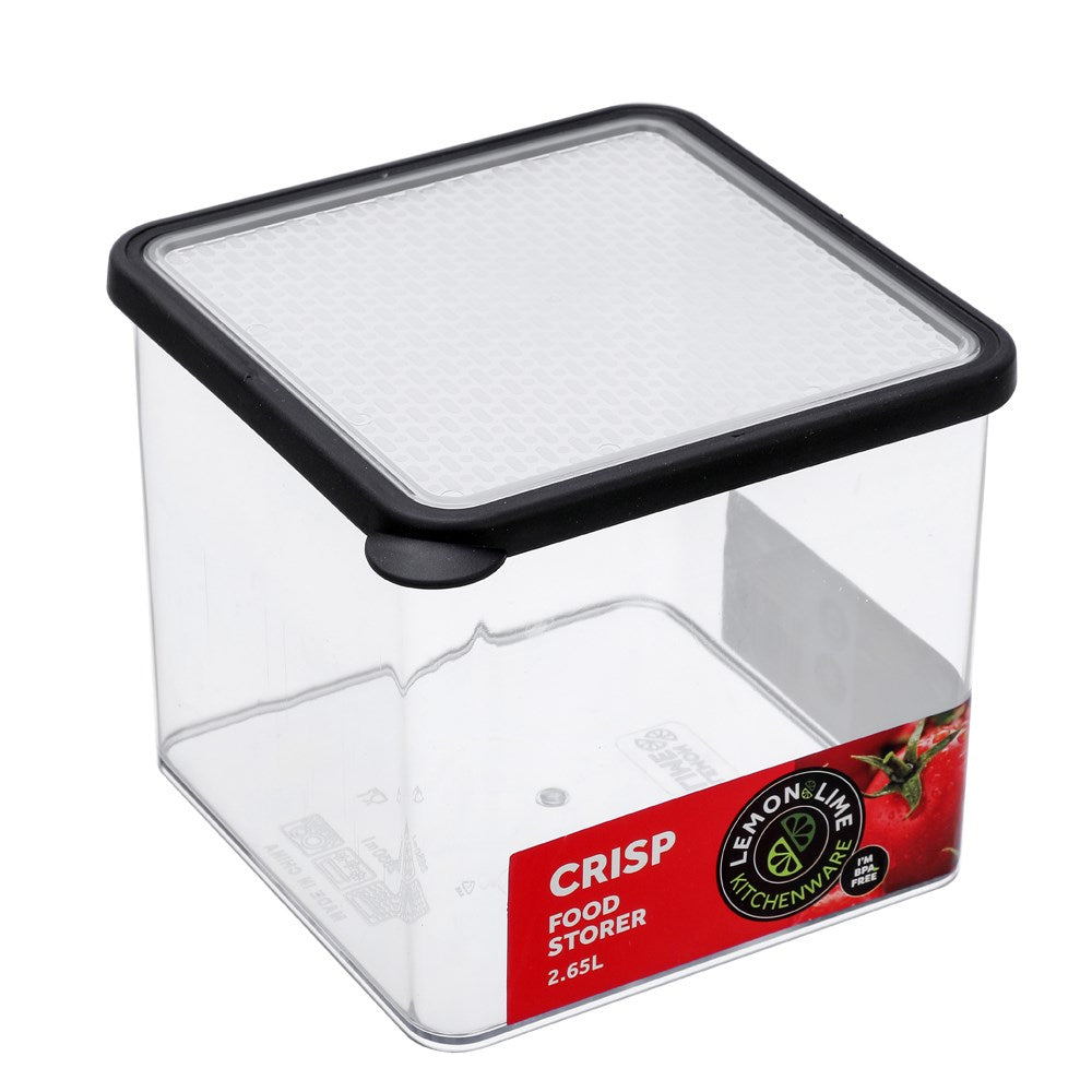 80818-bk-lemon-lime-2-65l-square-crisp-food-storer-black