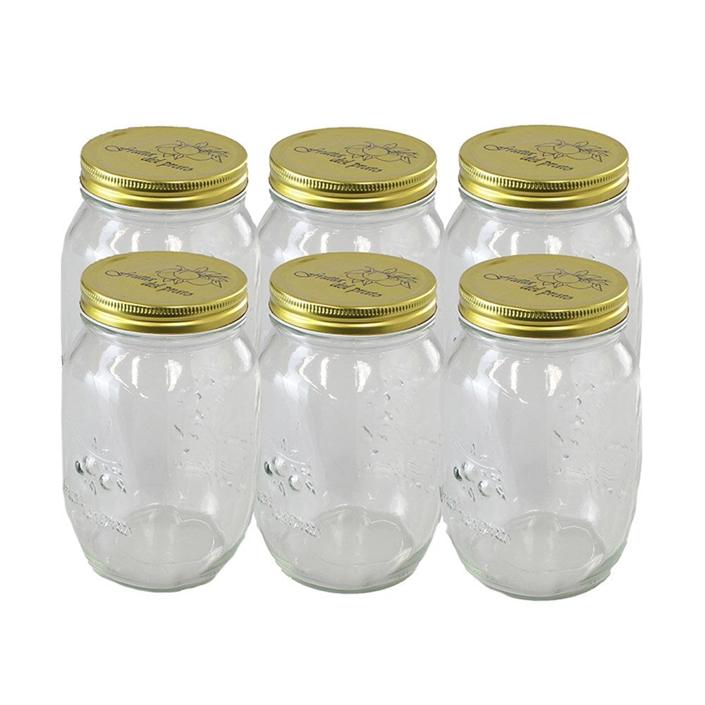 84137-6pk-lemon-lime-roma-1l-17cm-glass-conserve-jar-w-gold-lid-clear