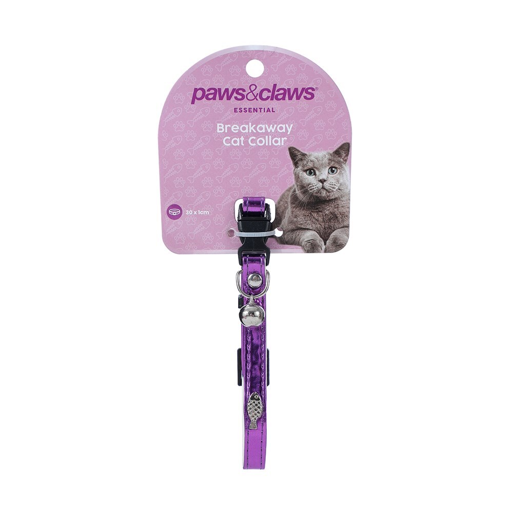 85158-paws-claws-breakaway-cat-collar-metallic-30cm-assorted