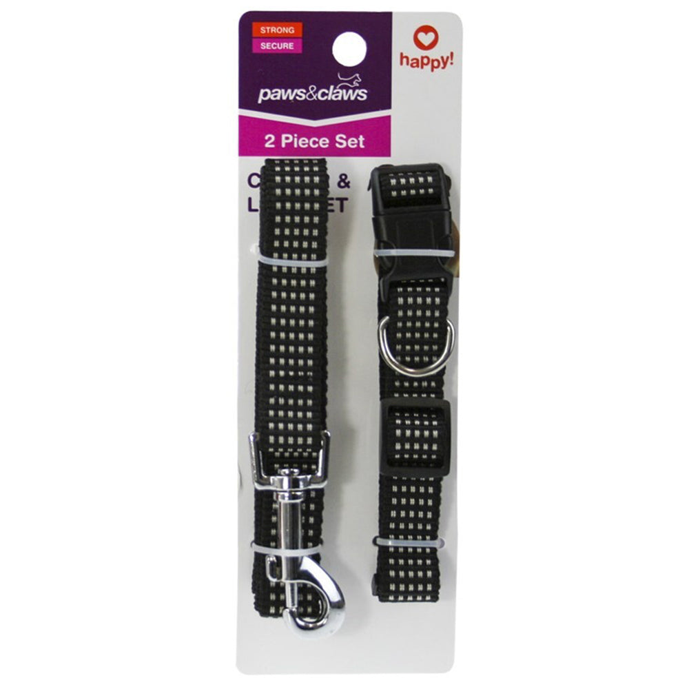 85165-2pc-paws-claws-2x120cm-dog-pet-collar-lead-combo-assorted