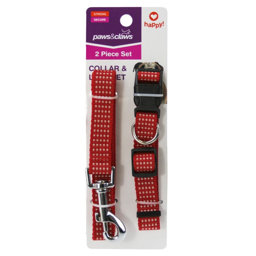 85165-2pc-paws-claws-2x120cm-dog-pet-collar-lead-combo-assorted