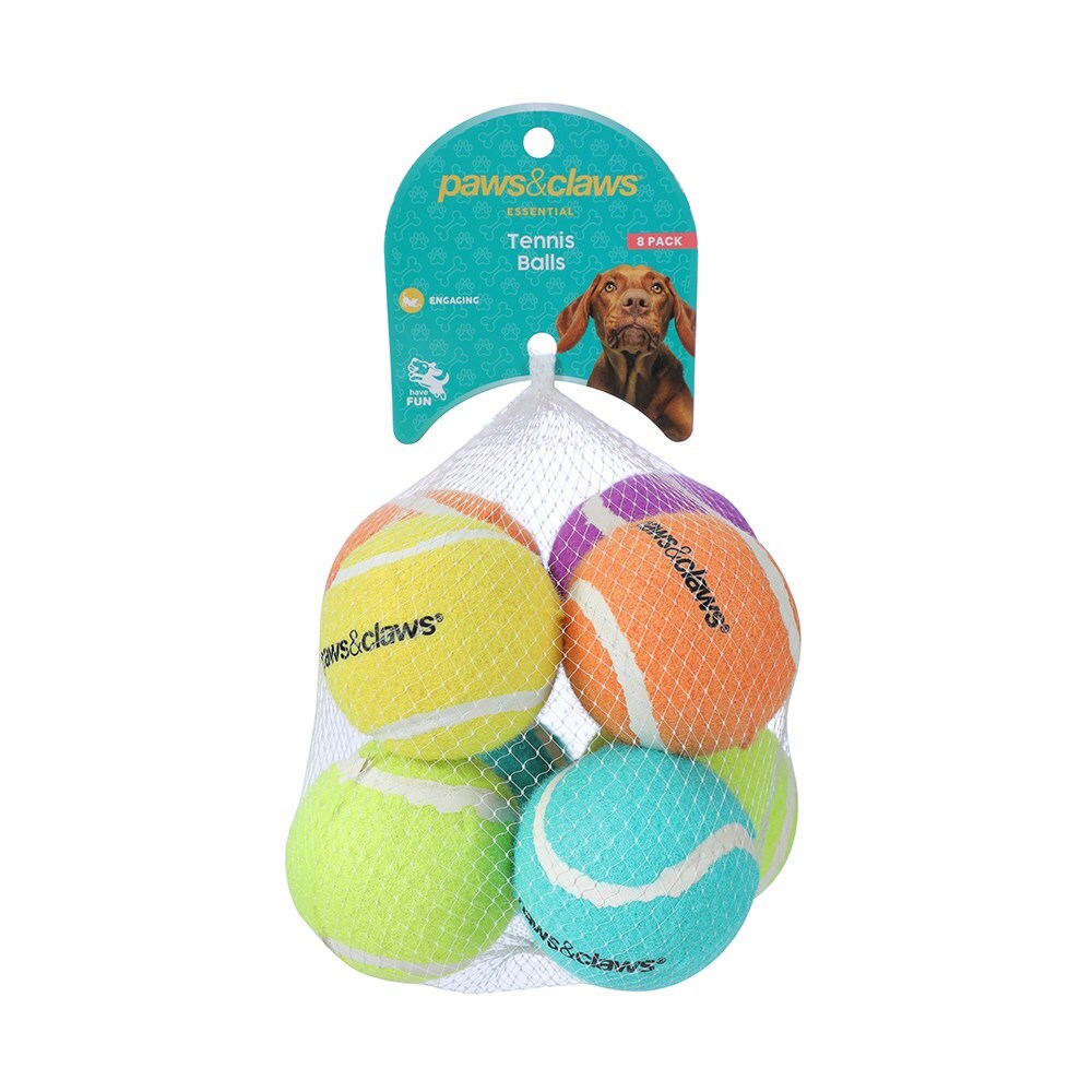 85547-8pk-paws-claws-tennis-balls-6cm-solid-assorted