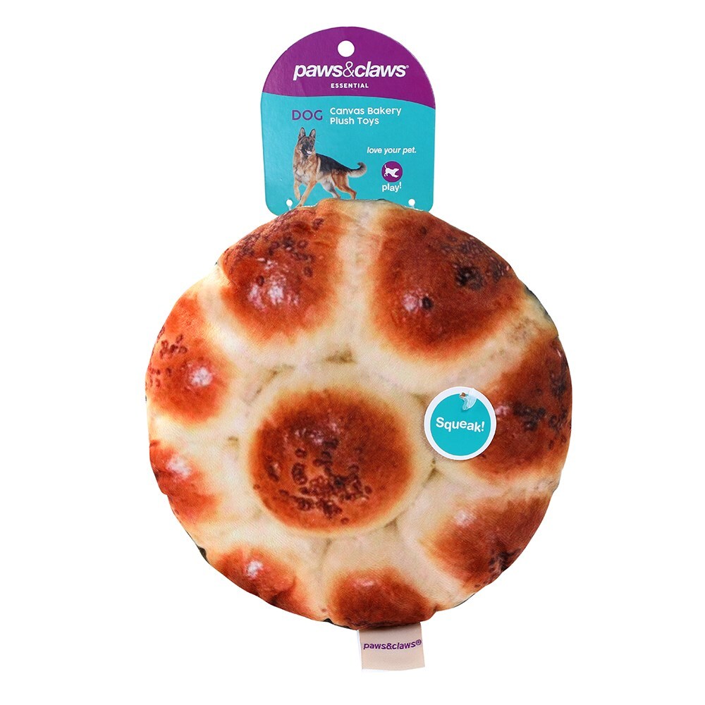 88890-paws-claws-22cm-bakery-oxford-squeaky-pet-dog-toy-assorted