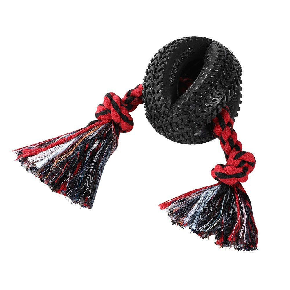 Paws & Claws 4-Way TPR Tyre 40cm Double Tugger Rope