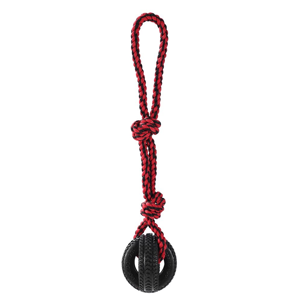 Paws & Claws 4-Way TPR 50cm Tyre Rope Tugger - Black/Red