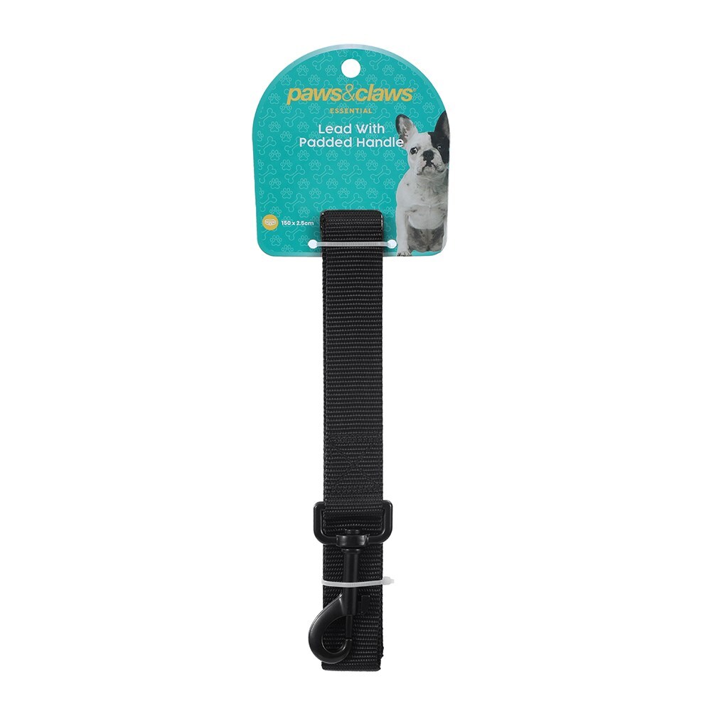 Paws & Claws Essentials Dog Lead 150cm Leash w/ Cafe Padded Handle Assorted